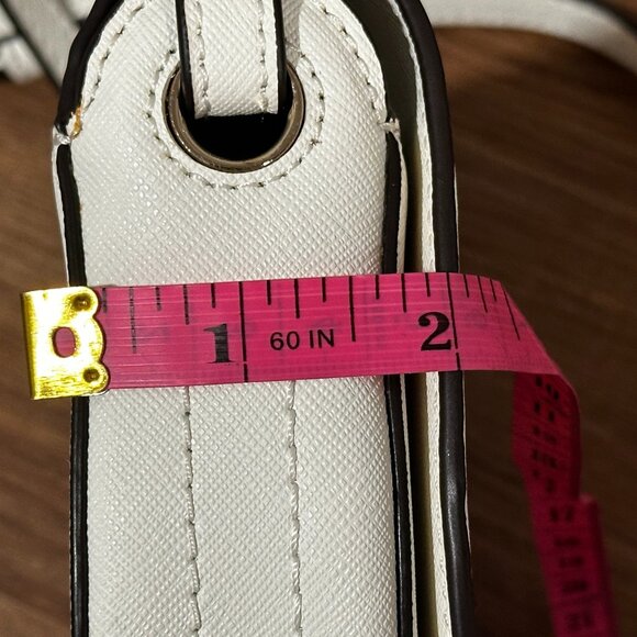 Tory Burch White Leather and Suede Mini Colorblock Saddle Crossbody Bag EUC - Picture 5 of 7